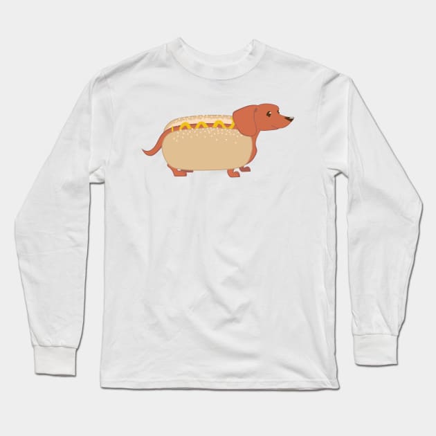 Hotdog Dog Long Sleeve T-Shirt by cartoonowl